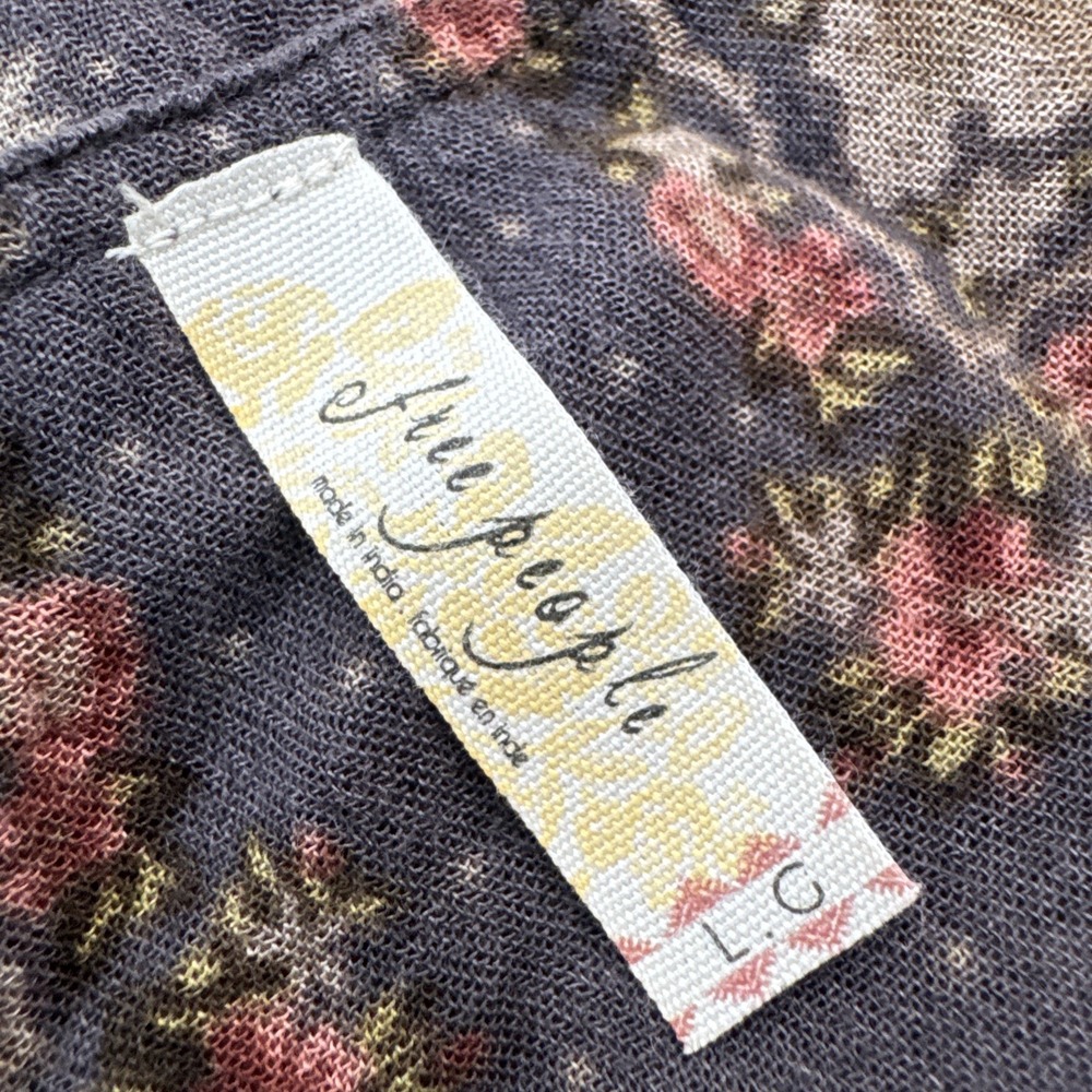 Free People Boho Cottagecore Floral Mini Dress L Prairie Peasant Festival Earthy - Picture 6 of 7